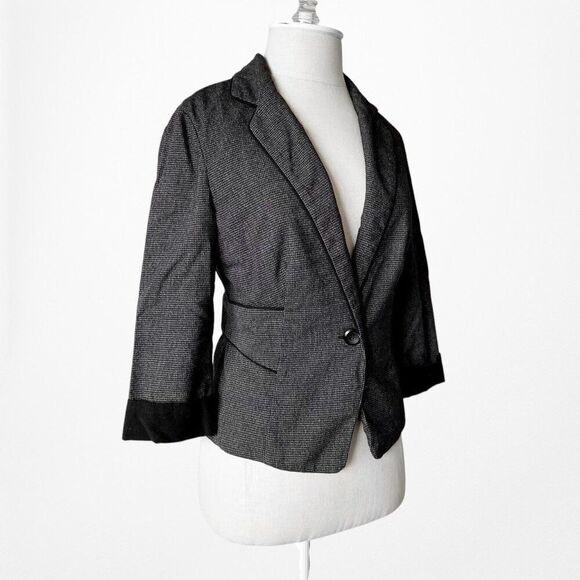 Vintage Y2K Iz Byer Gray Houndstooth Cropped Button Front Blazer Size XS/S - Picture 6 of 8